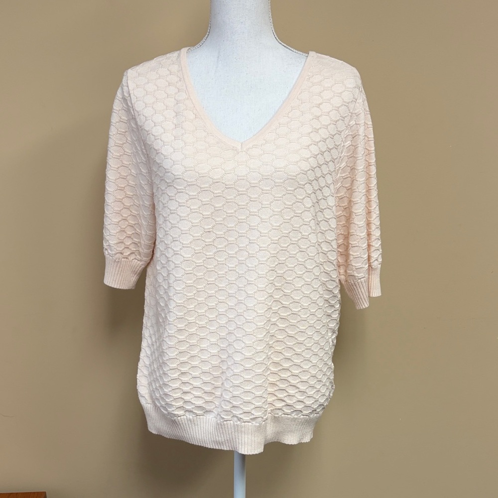 Ella Moss Cream Textured Knit Top